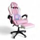 Fotel gamingowy obrotowy STRIKE z podnóżkiem i poduszką masującą, różowy KO40RB 9