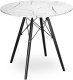 Stolik okrągły PARIS BLACK DTW 80 cm marmur biały 1