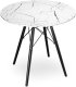 Stolik okrągły PARIS BLACK DTW 80 cm marmur biały 4