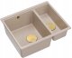LOGAN 150 GraniteQ zlewozmywak pearl beige 56x46x22 cm 1,5-komorowy b/o wpuszczany + syfon manualny miedź save space 1