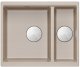 LOGAN 150 GraniteQ zlewozmywak pearl beige 56x46x22 cm 1,5-komorowy b/o wpuszczany + syfon manualny stal szczotkowana save space 1