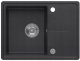 TONY 116 GraniteQ zlewozmywak granitowy black dotted (czarny) 1-komorowy z/o (60x45x18,5),  z syfonem i zaślepką  stal szlachetna 1