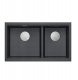 Zlewozmywak GraniteQ QUADRON | LOGAN 120 | granitowy zlewozmywak kuchenny BLACK DIAMOND + STAL | wymiar: 76 x 45 x 23,5 cm | 2-komorowy wpuszczany | podbudowa szafki od: 80 cm 1