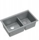 QUADRON | LOGAN 120 | granitowy zlewozmywak kuchenny SILVER STONE + STAL | wymiar: 76 x 45 x 23,5 cm | 2-komorowy podwieszany| podbudowa szafki od: 80 cm 1