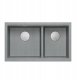 QUADRON | LOGAN 120 | granitowy zlewozmywak kuchenny SILVER STONE + STAL | wymiar: 76 x 45 x 23,5 cm | 2-komorowy podwieszany| podbudowa szafki od: 80 cm 2
