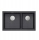QUADRON | LOGAN 120 | granitowy zlewozmywak kuchenny BLACK DIAMOND + STAL | wymiar: 76 x 45 x 23,5 cm | 2-komorowy podwieszany | podbudowa szafki od: 80 cm 2