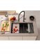 Zlewozmywak GraniteQ QUADRON | LOGAN 120 | granitowy zlewozmywak kuchenny PURE CARBON + ZŁOTY PVD | wymiar: 76 x 45 x 23,5 cm | 2-komorowy wpuszczany | podbudowa szafki od: 80 cm 6