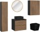 Zestaw meblowy 60cm z blatem, umywalką nablatową Slim, szafką wysoką, lustrem LED i misą wiszącą WC 1