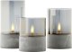 LED table lamp BRILLIANT BOUGIE, IP44, 2500K, 2xAA, timer, transparent glass, 3pcs 1