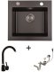 Sink and faucet set AQUALINE QUADRO S, 400 x 500 mm, black 1