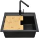 Stone sink 56.5x51x20 cm and mixer tap set; cutting board 36.5x30 cm 2