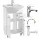 Szafka łazienkowa z umywalką na nóżkach 85x50 stojąca biała z baterią 1