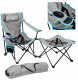 PLATINET CAMPING SET OF 2, FOLDING TABLE/ FOOTREST + CHAIR BLACK BLUE [45907] 1