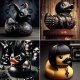 Kaczka KĄPIELOWA GOTHIC duck HEAVY METAL Irokez Czarna do WANNY PREZENT 6