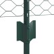 Słupki ogrodzeniowe 5 sztuk U-Channel zielony 40 cm stal, Ogrodzenie sześciokątne zielone 0,4x10 m stal 5