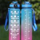 Bidon Motywacyjny 1000 ml Sportowy 1L Butelka na Wodę Zielony-Pomarańczowy 2