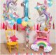 Balony na 2 urodziny JEDNOROŻEC Zestaw 10 Balonów foliowych CYFRA 2 - 70cm 1