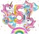 Balony na 5 urodziny JEDNOROŻEC Zestaw 10 Balonów foliowych CYFRA 5 - 70cm 1