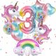 Balony na 3 urodziny JEDNOROŻEC Zestaw 10 Balonów foliowych CYFRA 3 - 70cm 1