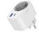 Szybka ładowarka USB 20W (USB-A + USB-C) z gniazdem AC, PD 3.0 / QC 3.0 biała 2
