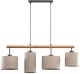Tk Lighting Deva 6108 lampa wisząca zwis 4x15W E27 beżowa/drewniana 1