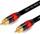 3m Kabel RCA do RCA (cinch) przewód Subwoofer premium MOZOS czarno-czerwony pozłacane wtyki 6