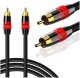 3m Kabel RCA do RCA (cinch) przewód Subwoofer premium MOZOS czarno-czerwony pozłacane wtyki 8