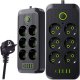 Przedłużacz Listwa zasilająca 6 gniazd gniazdka AC EU 4x USB + USB-C typ C gniazda 2500w Czarny 15