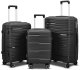 Zestaw walizek podróżnych 3szt Barut Czarne ABS 4 kółka 360 rączka teleskopowa 1