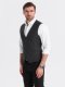 Męska dopasowana kamizelka z rayonem i marmurkowymi guzikami  czarna V4 OM-BLZV-0112 S 3