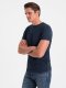 Klasyczny T-shirt męski bawełniany BASIC - granatowy V2 OM-TSBS-0146 4XL 3