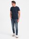 Klasyczny T-shirt męski bawełniany BASIC - granatowy V2 OM-TSBS-0146 4XL 4