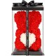 Miś z płatków róż czerwony z białym sercem 25 cm rose bear z opakowaniem UNIWERSALNY 1