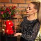 Springos Miś z płatków róż czerwony 25 cm rose bear z kokardką i lampkami LED biały ciepły UNIWERSALNY 15