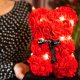 Springos Miś z płatków róż czerwony 25 cm rose bear z kokardką i lampkami LED biały ciepły UNIWERSALNY 18