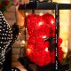 Springos Miś z płatków róż czerwony 25 cm rose bear z kokardką i lampkami LED biały ciepły UNIWERSALNY 21