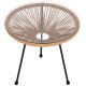 Zestaw mebli rattanowych 2 fotele ażurowe i okrągły stolik ze szklanym blatem beżowy UNIWERSALNY 29