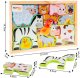 Puzzle Drewniana Układanka Farma Zoo Zwierzęta Montessori Plansza Klocki 2