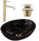 Zestaw Sofia black marble + bateria wysoka Lungo gold + korek uniwersalny złoty 1