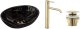 Zestaw Sofia black marble + bateria wysoka Lungo gold + korek uniwersalny złoty 9