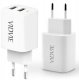 Ładowarka Sieciowa Szybka 2x USB VIDVIE PLE250 2.4A 5V Smart ID Fast Biała 2