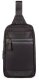 Piquadro, Trakai, Leather & Fabric, Mono Sling, Textile Crossbody Bag, Black, 42021990, 31 x 18 x 7 cm, For Men For Men 1