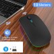 MYSZKA BEZPRZEWODOWA SLIM LED ŁADOWANA RGB Bluetooth+USB 2.4Ghz AKUMULATOR 5