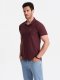 Męska jednokolorowa koszulka polo BASIC z dzianiny pique - bordowa V10 OM-POBS-0100 XXL 3