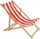 Leżak drewniany ogrodowy z 3-stopniową regulacją składany plażowy pasy biało-czerwone UNIWERSALNY 1