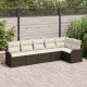 vidaXL Zestaw sofy ogrodowej 6 sztuk z poduszkami brązowy rattan PE, 2-osobowa sofa ogrodowa z poduszkami brązowa rattan PE (3345718) 1