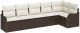 vidaXL Zestaw sofy ogrodowej 6 sztuk z poduszkami brązowy rattan PE, 2-osobowa sofa ogrodowa z poduszkami brązowa rattan PE (3345718) 2