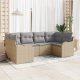 vidaXL 6-Częściowy Zestaw Sofy Ogrodowej z Poduszkami Beżowy Poly Rattan, Dwumiejscowa Sofa Ogrodowa z Poduszkami Beżowy Poly Rattan 1