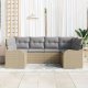 vidaXL 6-Częściowy Zestaw Sofy Ogrodowej z Poduszkami Beżowy Poly Rattan, Dwumiejscowa Sofa Ogrodowa z Poduszkami Beżowy Poly Rattan 3