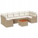vidaXL Zestaw 8-częściowej sofy ogrodowej z poduszkami Beżowy Poli Rattan Akacja, vidaXL Dwuosobowa sofa ogrodowa z poduszkami Beżowy Poli Rattan 1